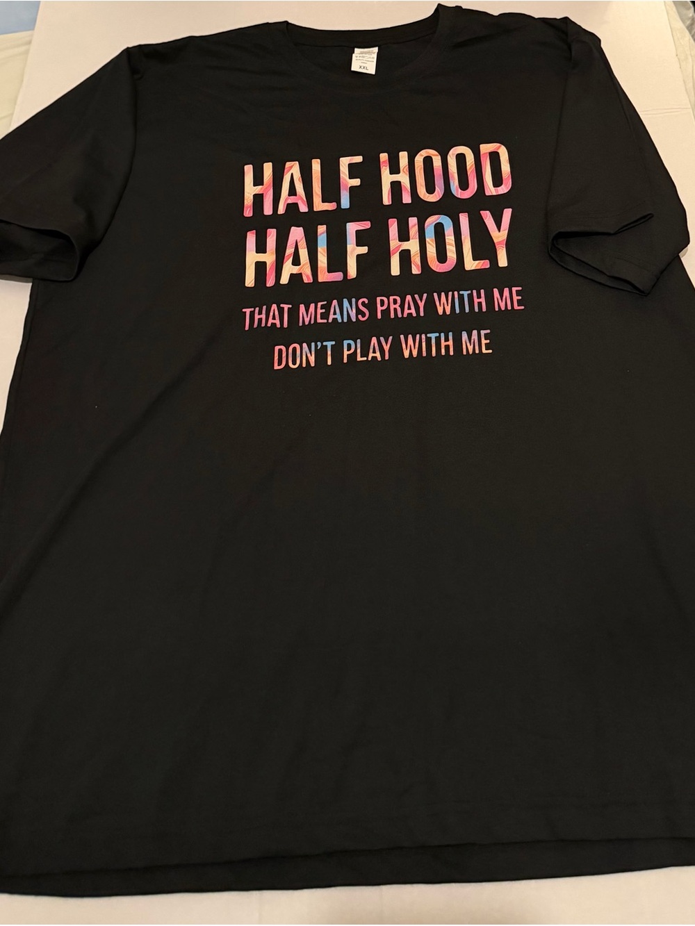 I24 XLg Black Graphic Tee - Half Hood Half Holy